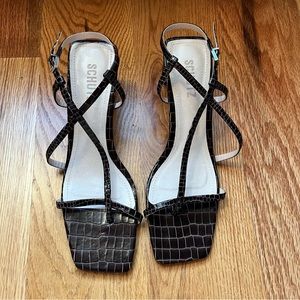 Schutz brown crock effect leather sandals